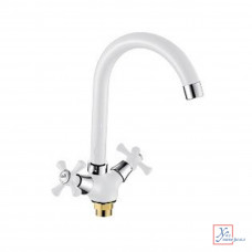 Смеситель Lemen д/м LD-91865W кр.бук.1/2"кер.крест гайка белый С /10/