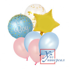 Шары воздушные FNtastic 18 " 7 шт фольга латекс голубые 518-083 /12/