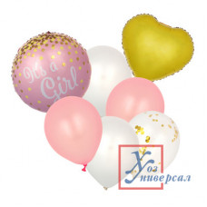 Шары воздушные FNtastic 18 " 7 шт фольга латекс розовые 518-084 /12/