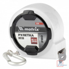Рулетка MATRIX Motion 5м*19мм, возможность записи, караб-держатель /32594