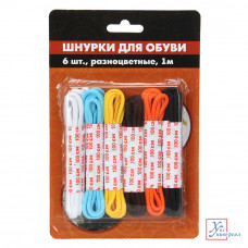 Шнурки для обуви 6 пар разноцв. 1 м 459-074 /12/