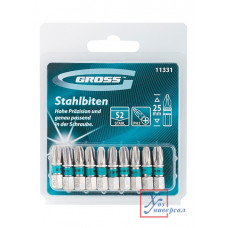 Биты GROSS PH3*25мм, сталь S2, 10 шт /11331