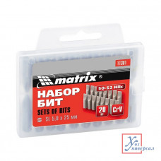 Биты MATRIX Ph2*25мм, сталь 45Х, в пласт. 20 шт /11352